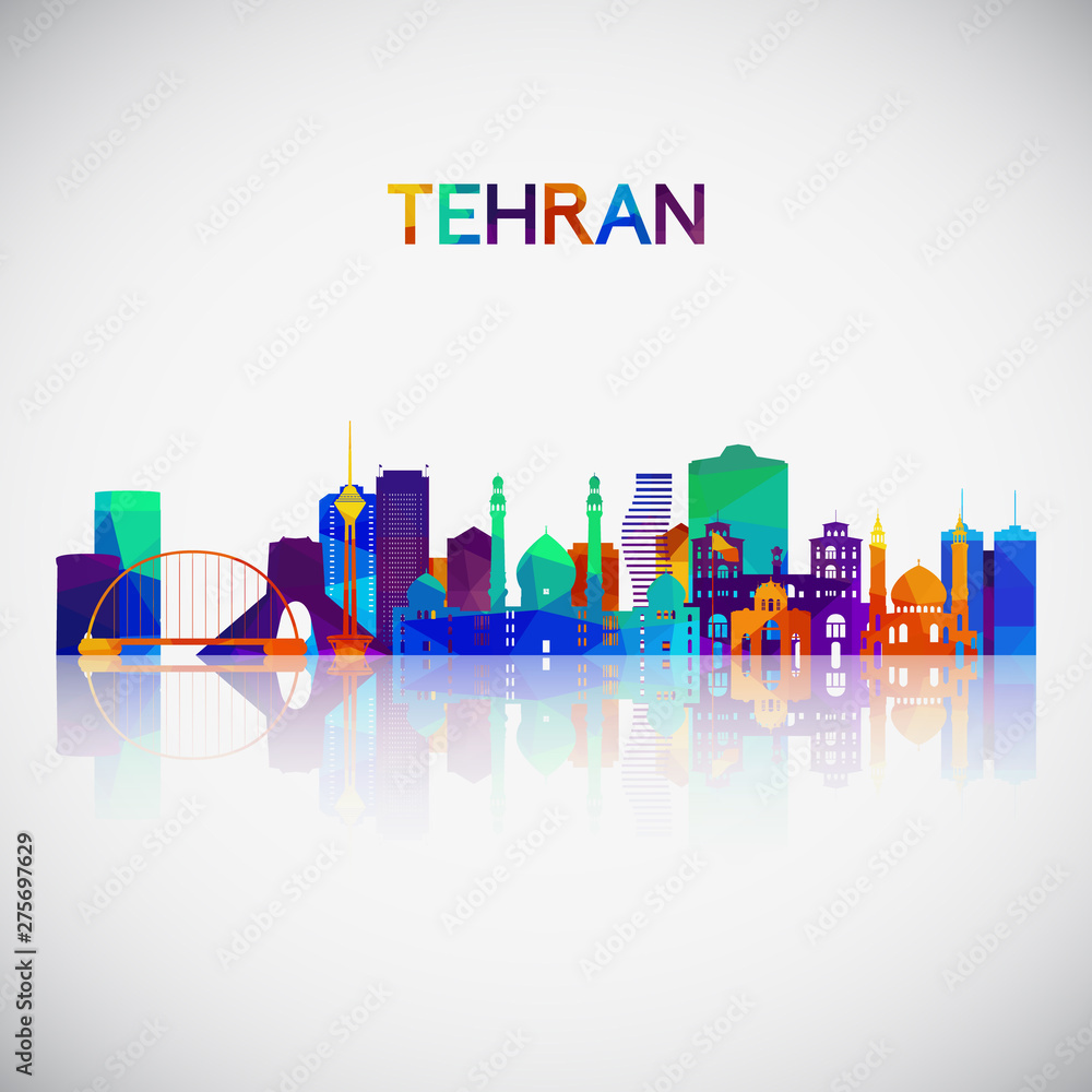 Tehran skyline silhouette in colorful geometric style. Symbol for your design. Vector illustration.
