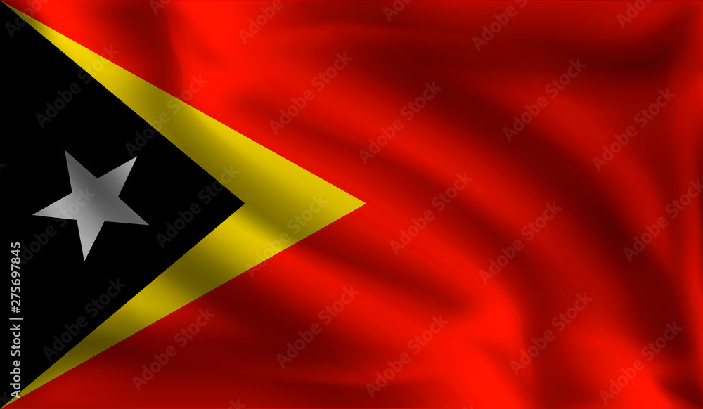 Waving East Timor flag, the flag of East Timor, vector illustration