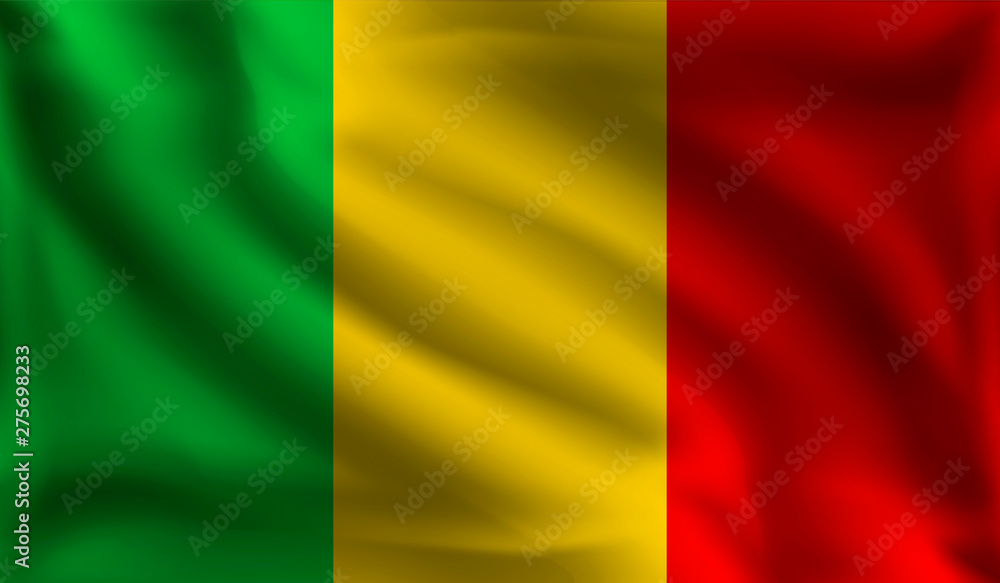 Waving Mali flag, the flag of Mali, vector illustration