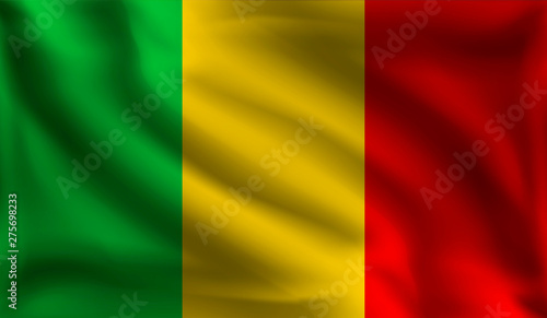 Waving Mali flag, the flag of Mali, vector illustration