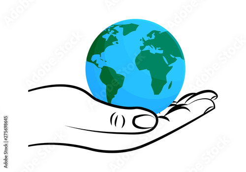 Mano sosteniendo el planeta tierra.
