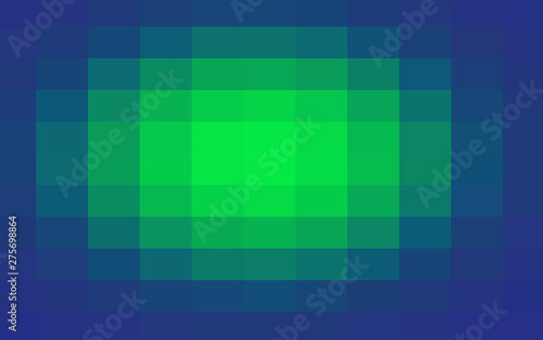 Green abstract tiles on blue background 