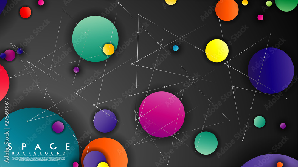 Background of Flat Space with planets and stars. Vector illustration of galaxy Background of Flat Space with planets and stars. Vector illustration of galaxy