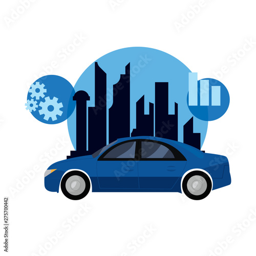 autonomous smart car icon vector ilustration