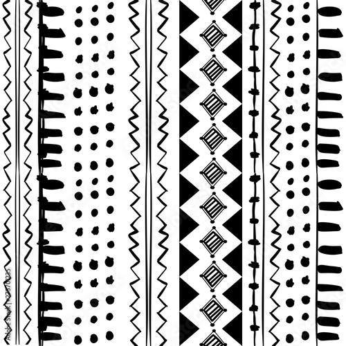 Ethno stipes seamless geometric pattern surface design. Etnic hand drawn elements