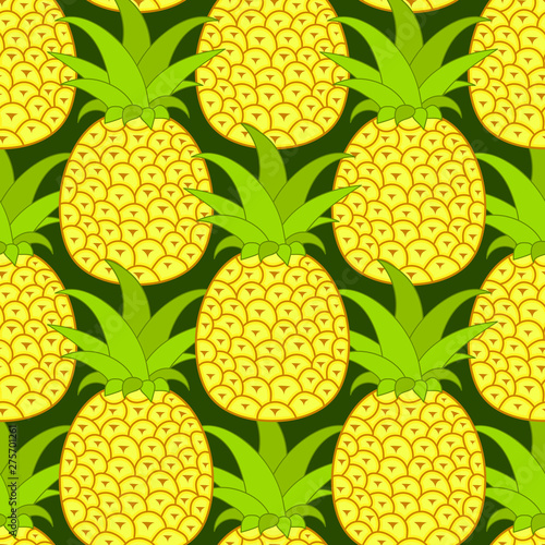 Fototapeta Naklejka Na Ścianę i Meble -  Pineapples seamless pattern. Tropical background. Vector illustration.Ready For Your Design, Greeting Card