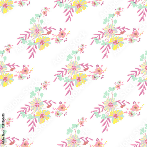 Wallpaper Mural Minimalist flowers design. Seamless leaf pattern. Vector ditsy print illustration. Torontodigital.ca