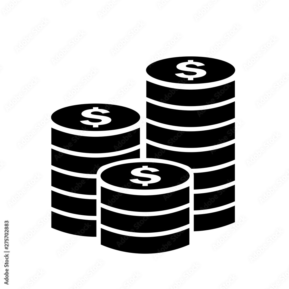 Money coins stack vector icon Money coins stack vector icon