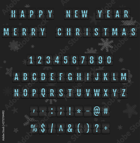 Christmas alphabet. Holiday vintage concept.