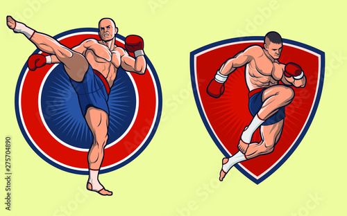Muay Thai Fighter Set. the gloves and backgrounds can be replaced/remove, easey to edit.