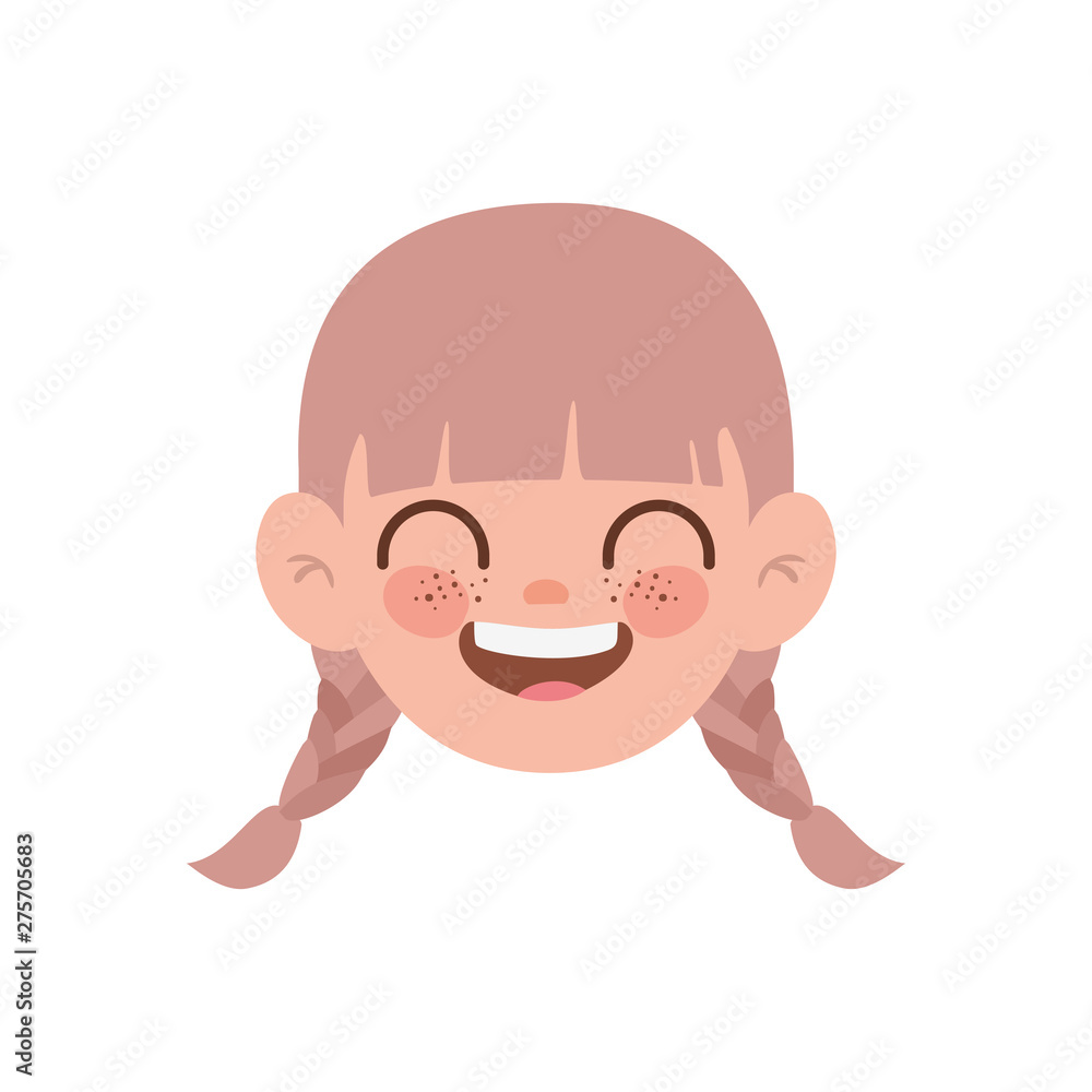 head of baby girl smiling with white background head of baby girl smiling with white background