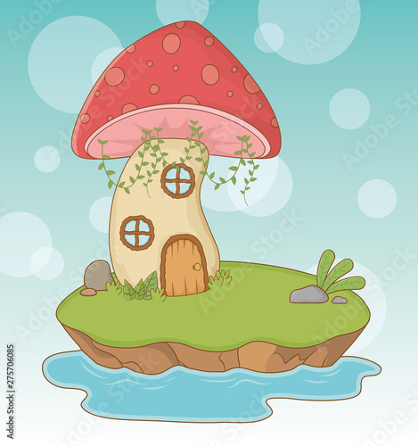 fairytale landscape scene with fungus