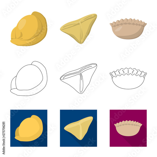 Isolated object of products and cooking logo. Collection of products and appetizer vector icon for stock.