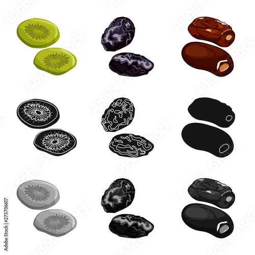 Vector design of food and raw symbol. Set of food and nature stock symbol for web.