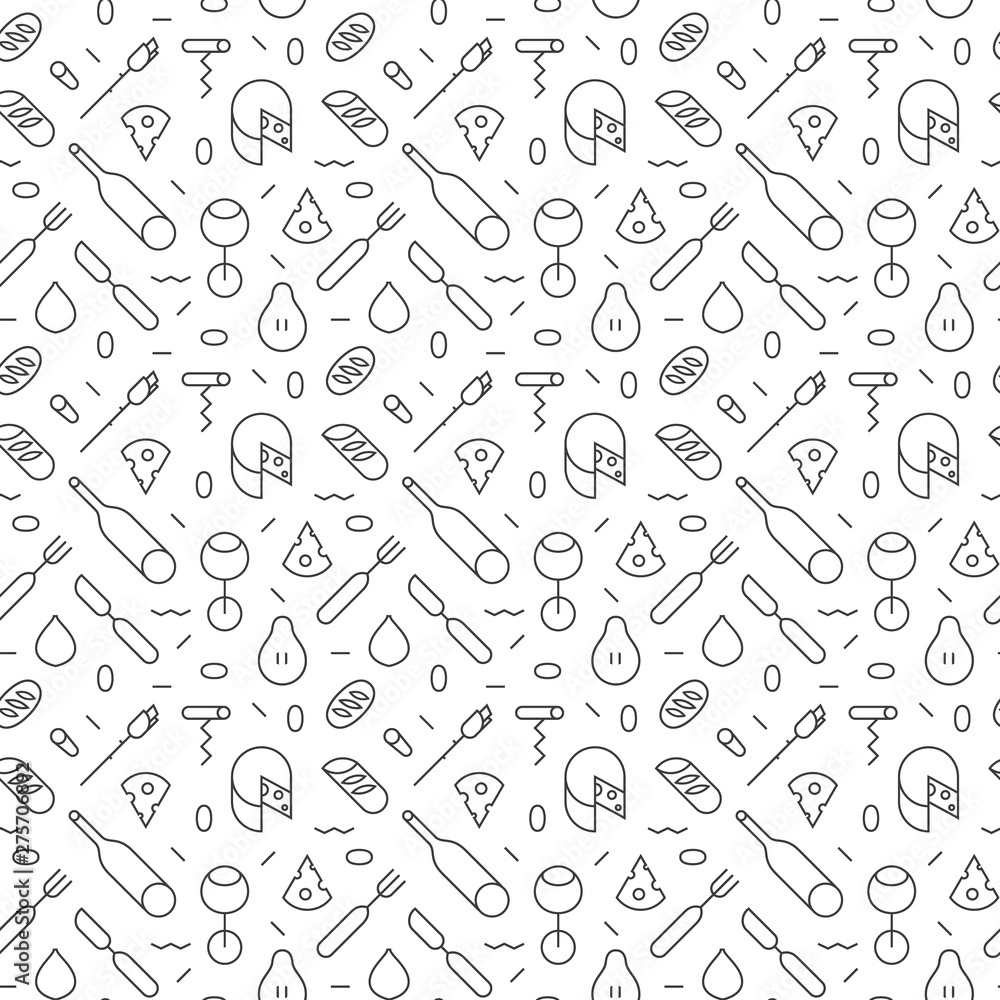 Seamless wine and cheese pattern with lines. Seamless wine and cheese pattern with lines.