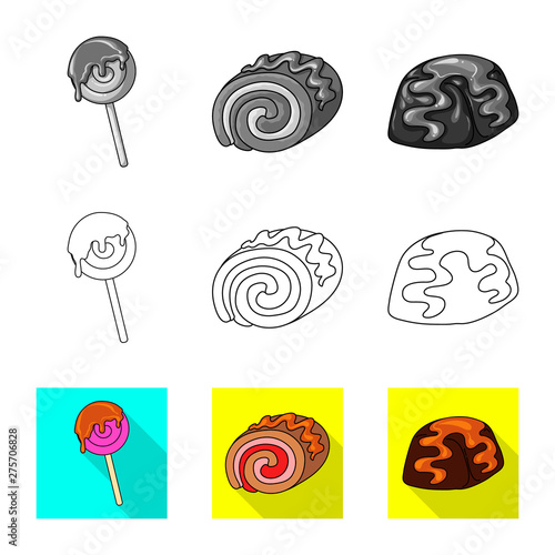 Isolated object of confectionery and culinary sign. Collection of confectionery and product stock vector illustration.
