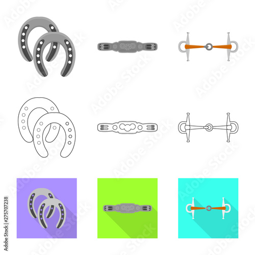 Vector design of equipment and riding logo. Set of equipment and competition vector icon for stock.