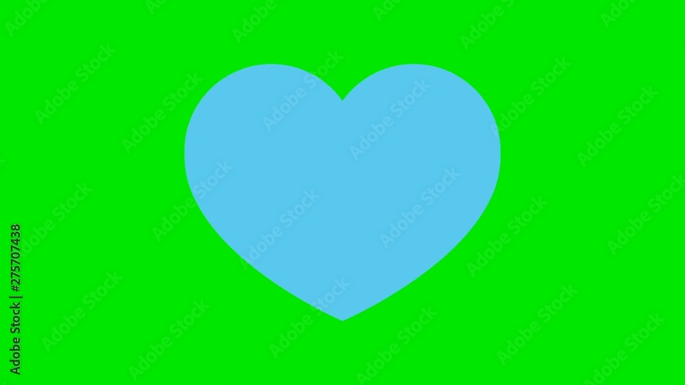 Animation of blue beating heart icon on green background. Animation of blue beating heart icon on green background.