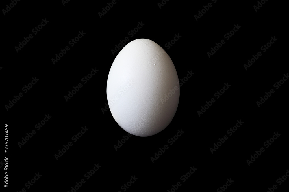 White chicken egg on a black background, close-up. White chicken egg on a black background, close-up.