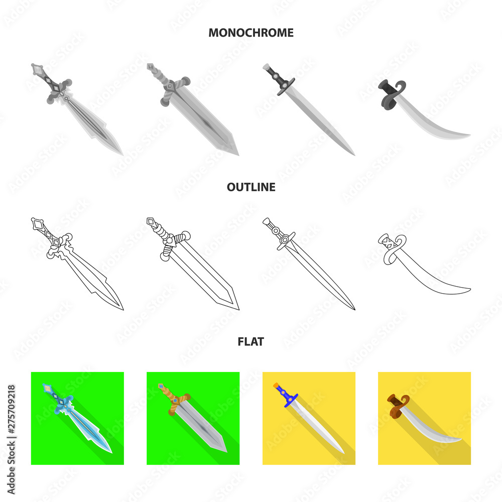 Vector illustration of game and armor logo. Set of game and blade vector icon for stock. Vector illustration of game and armor logo. Set of game and blade vector icon for stock.