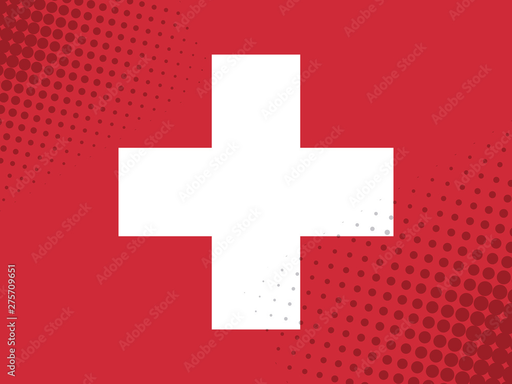 Vector image of the Flag Of Switzerland with a dot texture in the style of comics Vector image of the Flag Of Switzerland with a dot texture in the style of comics