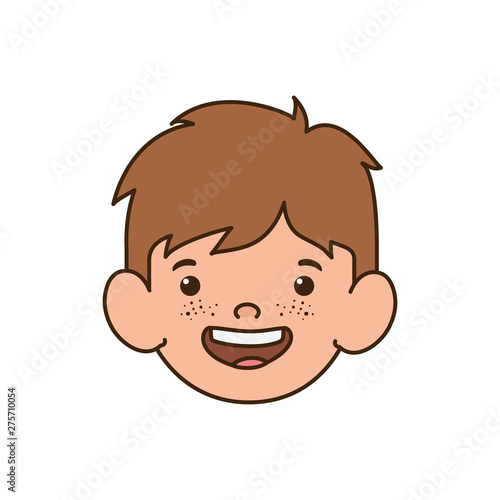 head of baby boy smiling with white background