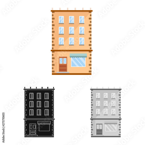 Vector illustration of house and residence icon. Collection of house and pane stock vector illustration.