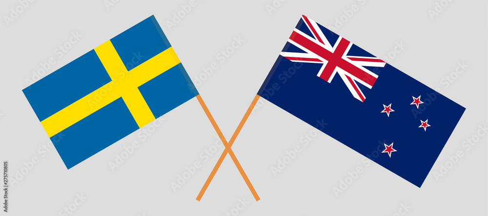 Crossed New Zealand and Swedish flags