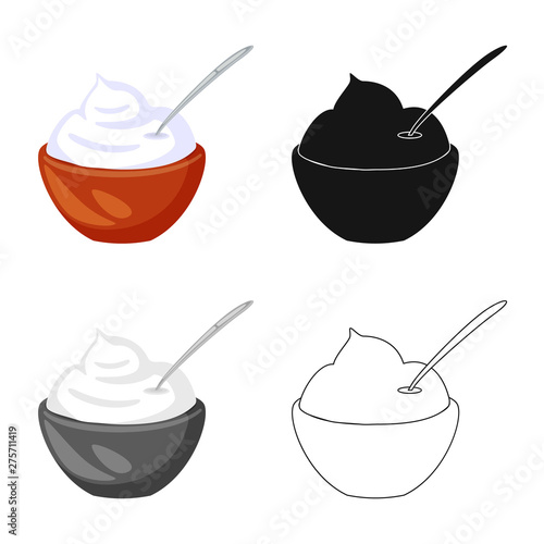 Vector design of cream and sour icon. Set of cream and dairy stock vector illustration.