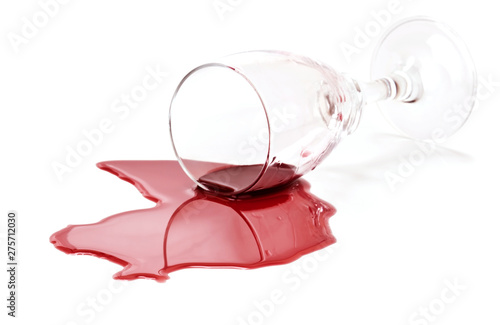 Spilled red wine glass
