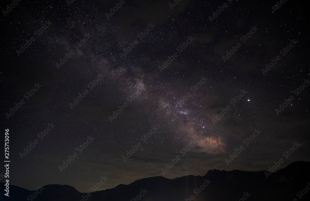 Milky Way and Jupiter over the village of Lagich