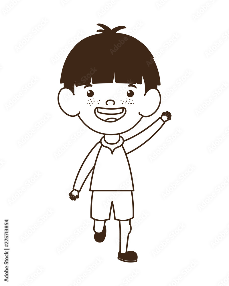 silhouette of baby boy standing smiling on white background