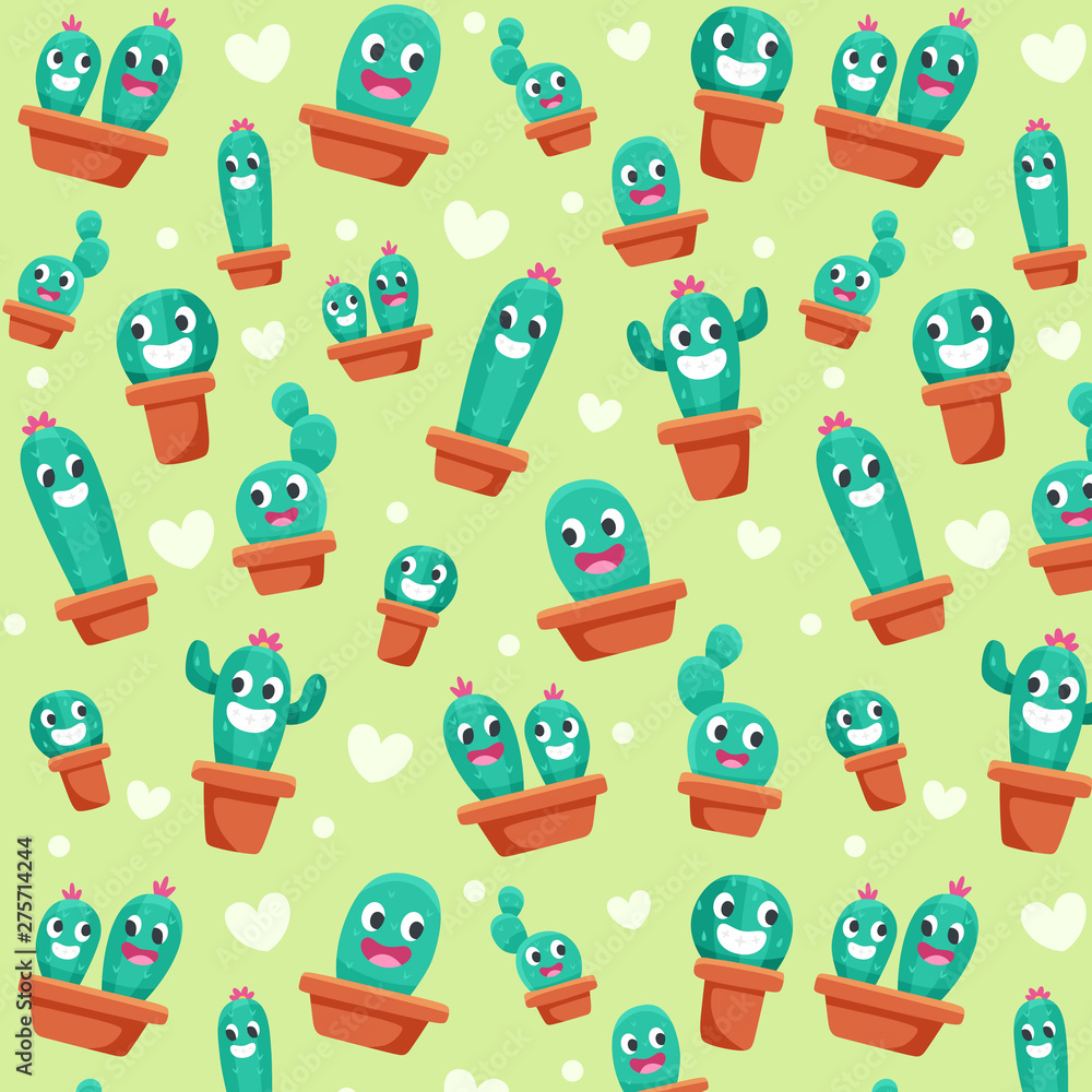 Cute Cactus Characters Pattern Cute Cactus Characters Pattern