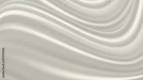 Vector realistic drapery of bright fabric. Decorative background of white silk.