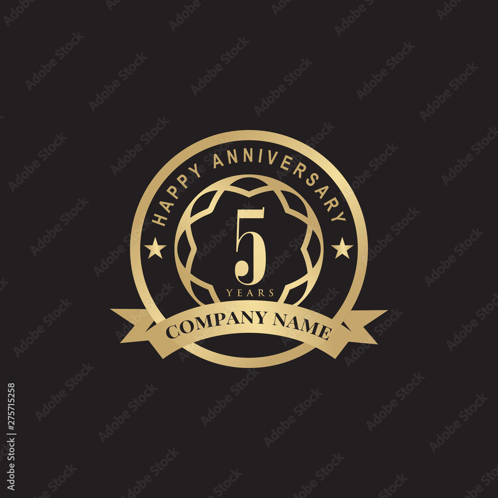 Fototapeta premium Celebrating 5th years anniversary logo design vector template