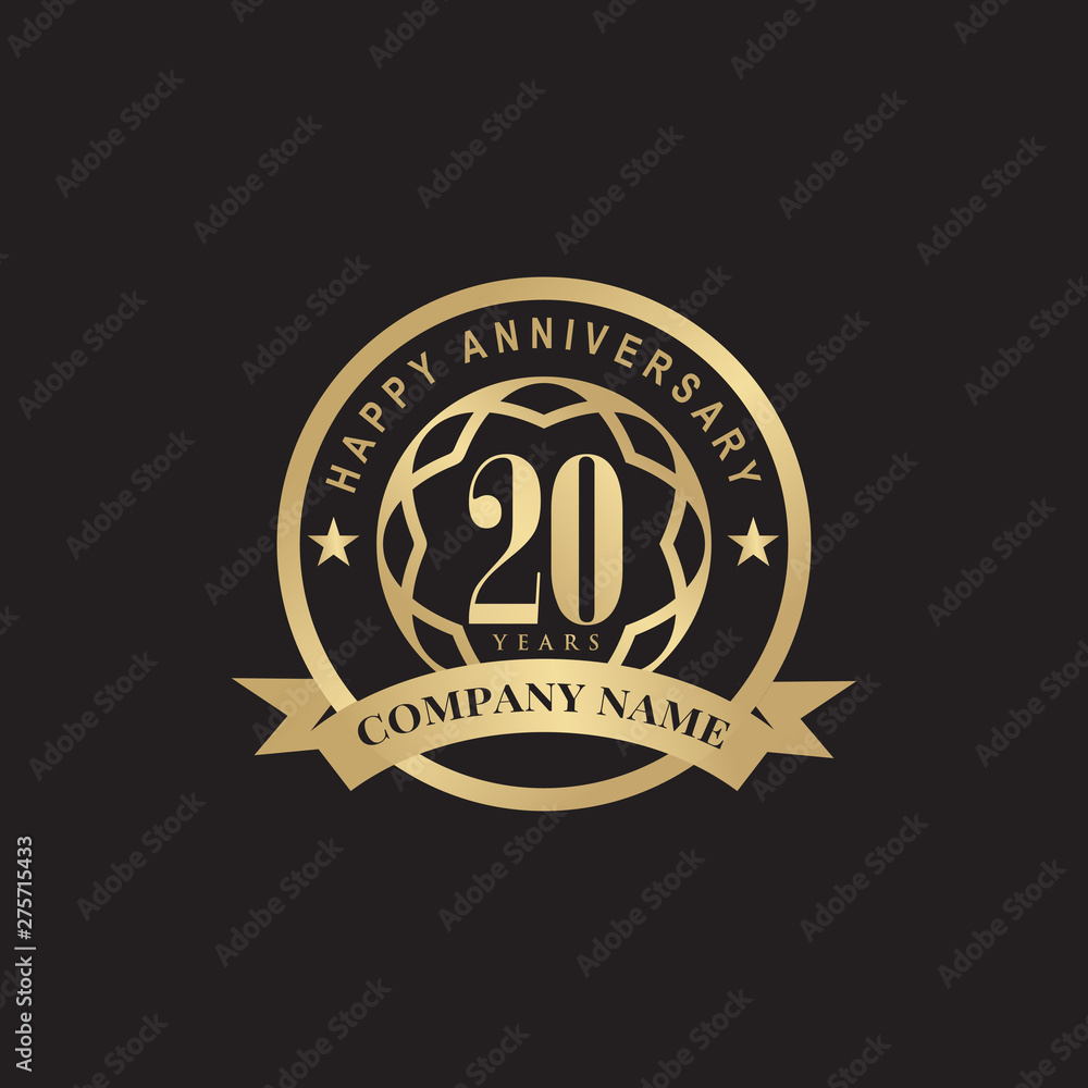 Fototapeta premium Celebrating 20th years anniversary logo design vector template