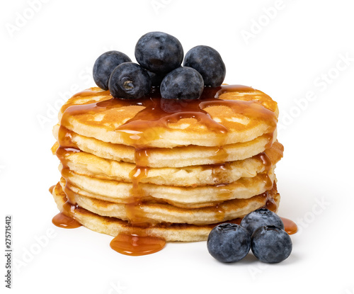 Pancakes with blueberries and syrup
