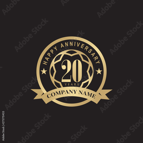 Celebrating 20th years anniversary logo design vector template