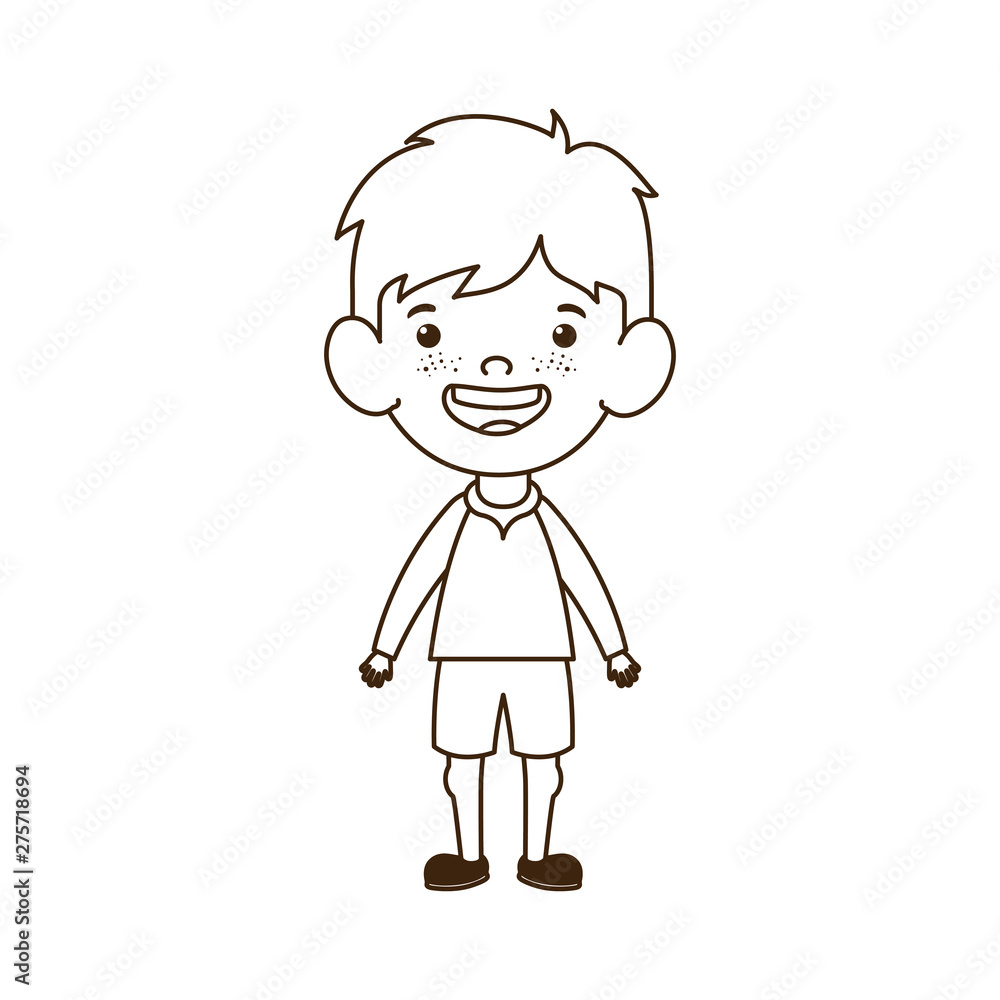 silhouette of baby boy standing smiling on white background