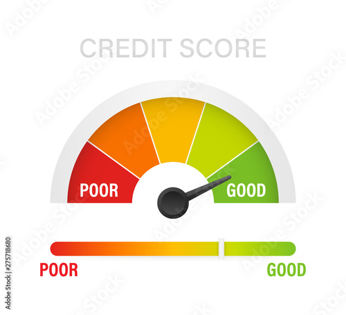 Credit score scale showing good value. Vector stock illustration. photo
