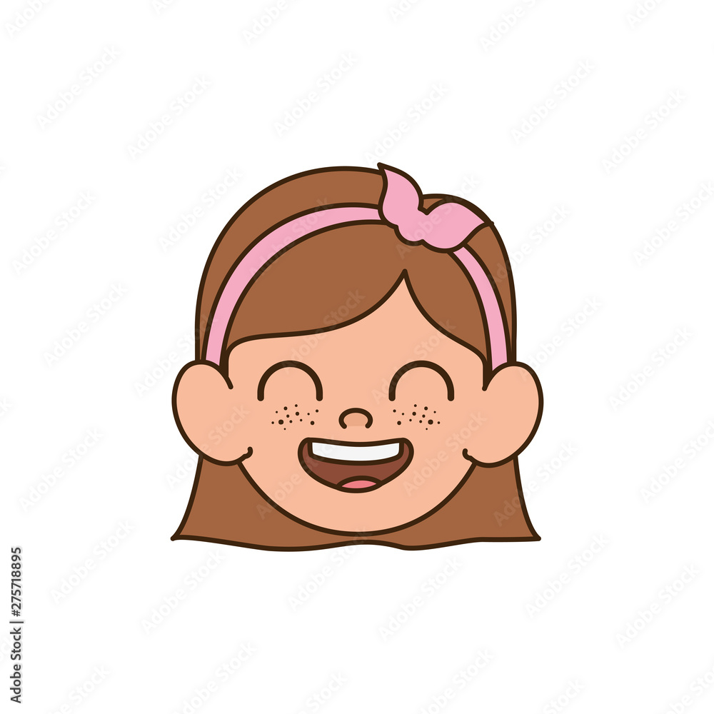head of baby girl smiling with white background head of baby girl smiling with white background