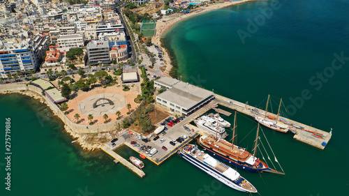 defaultAerial photo of famous picturesque area of Alexandras square with great architecture in Marina Zeas or Passalimani in the heart of Piraeus, Attica, Greece © aerial-drone