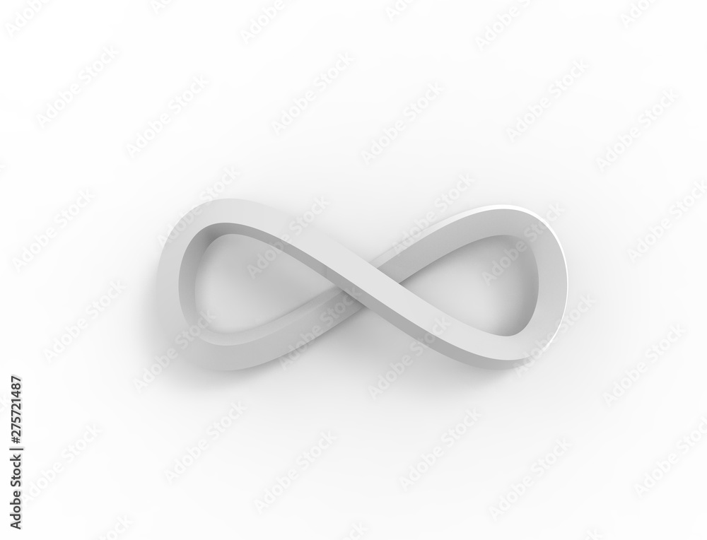 3d rendering of an infinity loop shape object isolated in white background