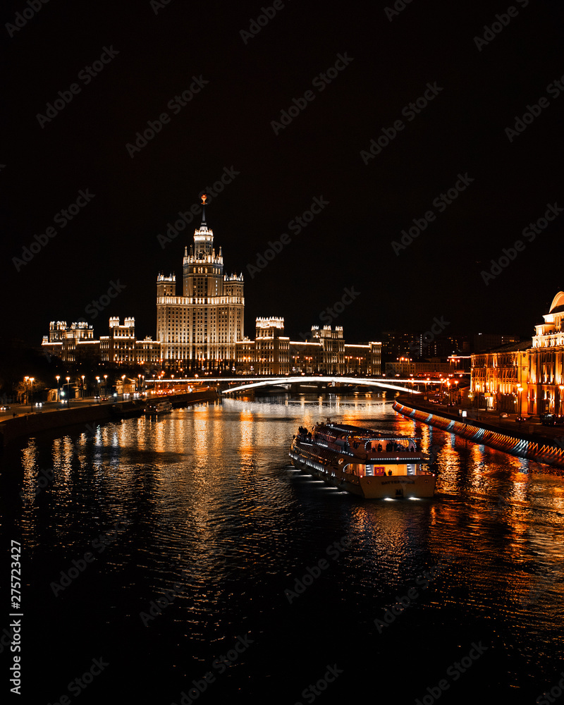 the ship sails on the Moscow river
