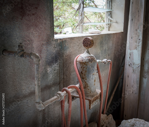 Old deserted workshop and laboatory photo