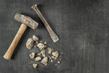 Mallet and chisel. Basic tools to demolish and repair