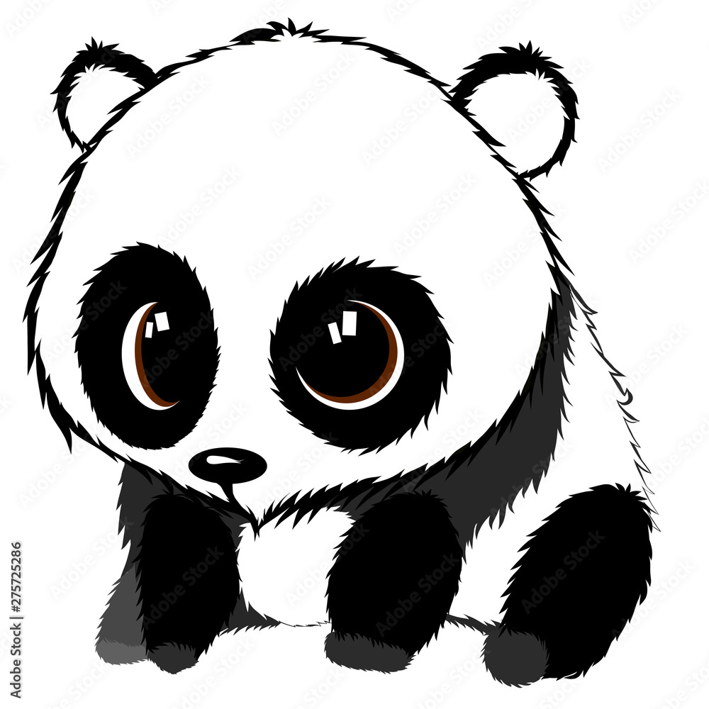 Cartoon panda with big eyes. Vector. Baby love Stock Illustration | Adobe  Stock