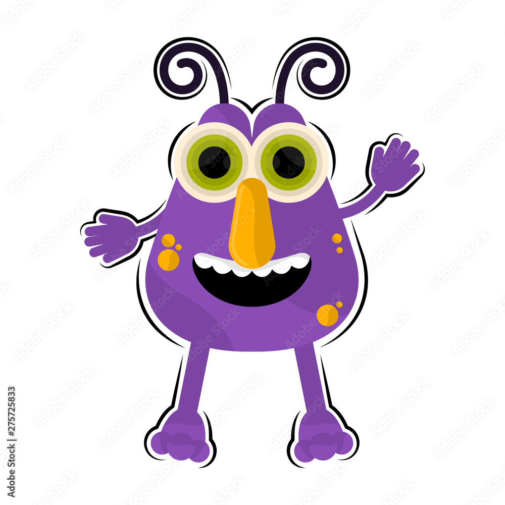 Obraz premium Isolated comic happy monster over a white background - Vector