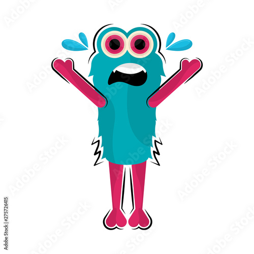 Isolated comic helpless monster over a white background - Vector