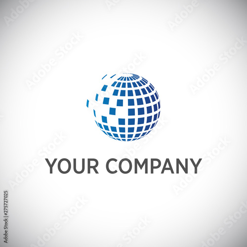 Abstract vector logo in sphere shape. Logo for Business, GLobal Technology.